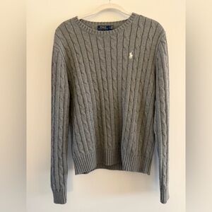 Ralph Lauren Gray Cable Knit Crewneck Sweater